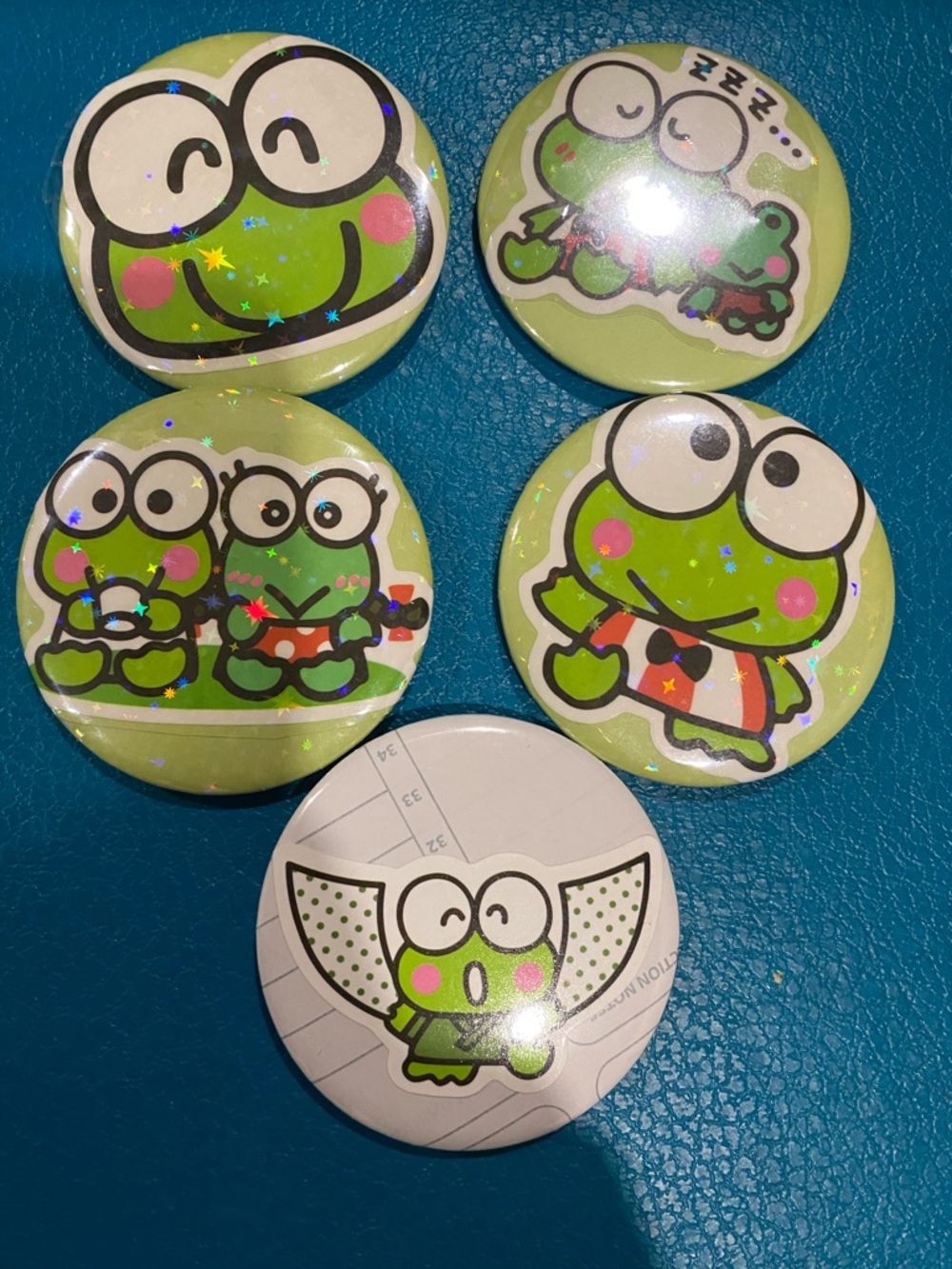 Hello kitty - Kerropi set of 5 (2 inch / 58mm) button pins - metal backs - NWOT